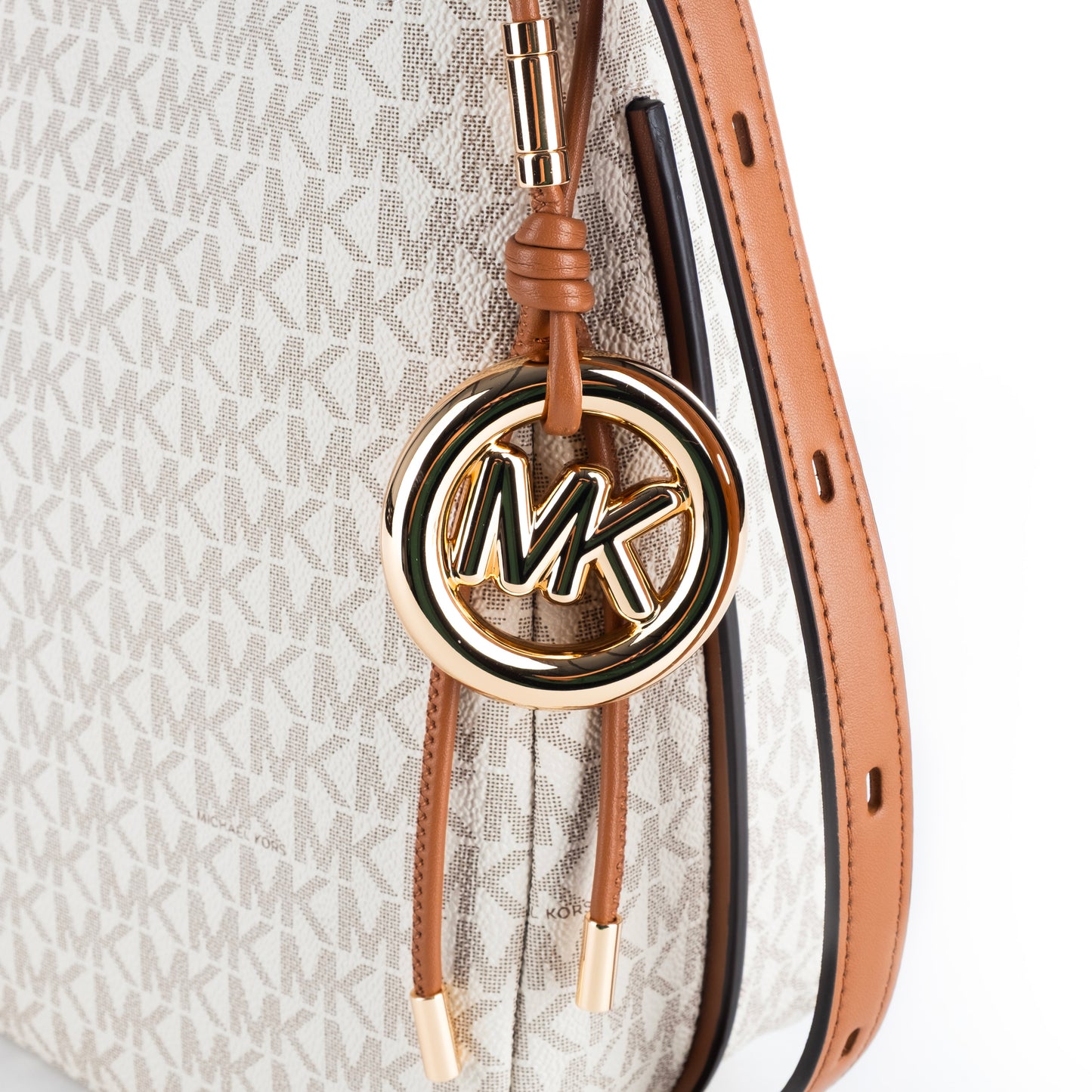 Bolsa de ombro Michael Kors Vanilla com Logo, Alça Ajustável e Detalhes Dourados