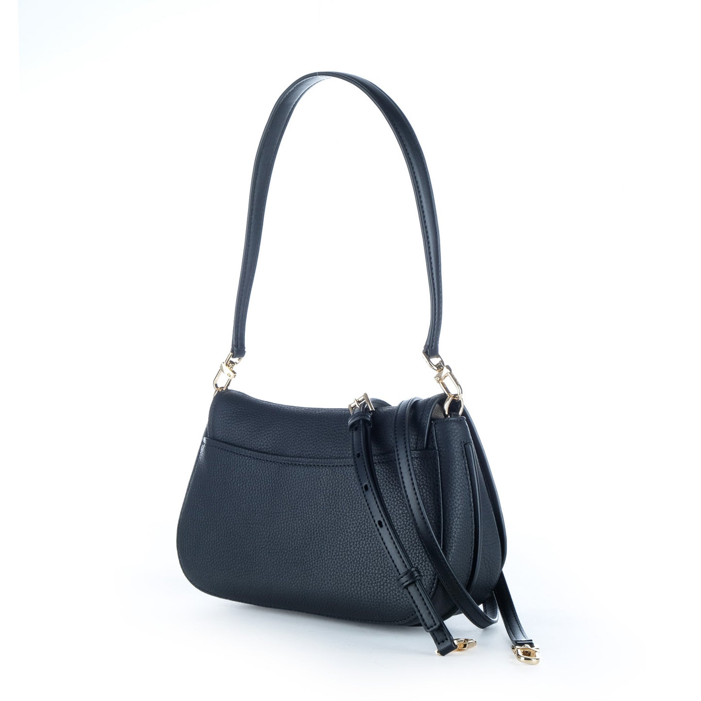 Bolsa de Ombro Michael Kors Preta com Logótipo MK Dourado