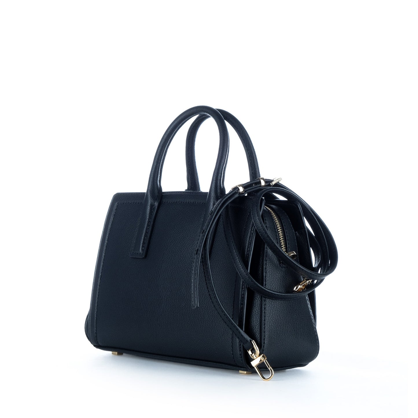 Bolsa Satchel Michael Kors Preta com Pendente MK Dourado