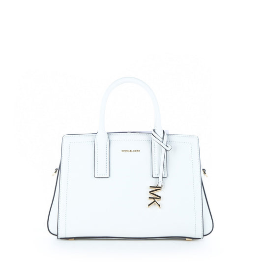 Bolsa Satchel Michael Kors Branca com Pendente MK Dourado