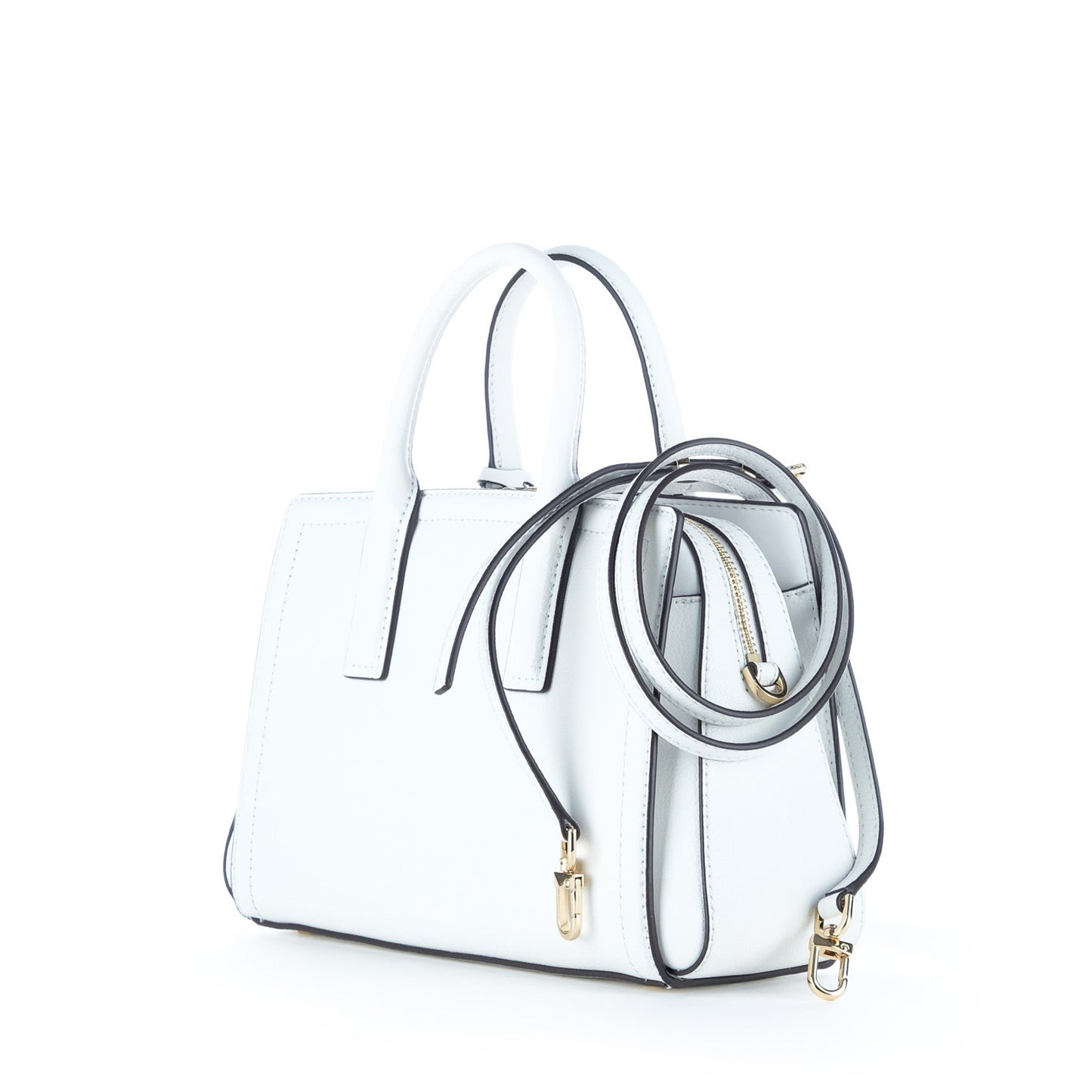 Bolsa Satchel Michael Kors Branca com Pendente MK Dourado