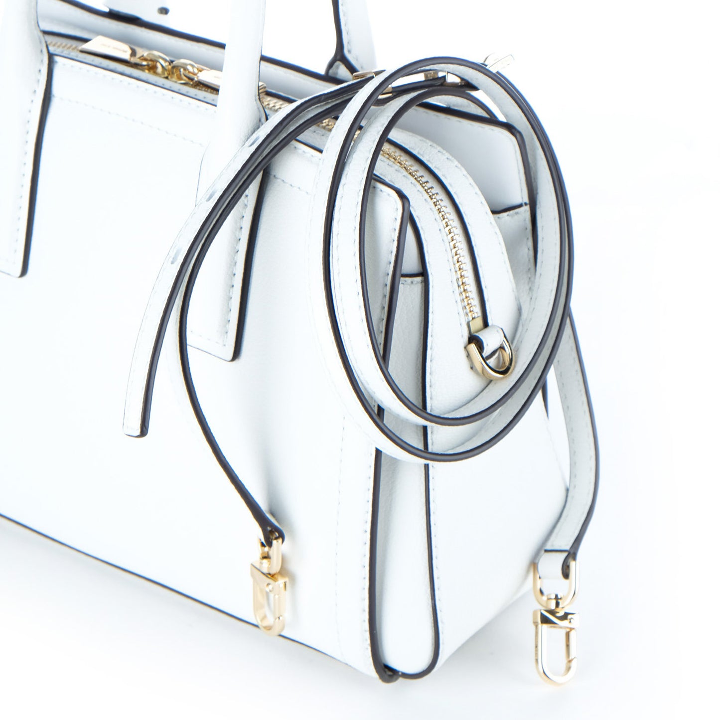 Bolsa Satchel Michael Kors Branca com Pendente MK Dourado