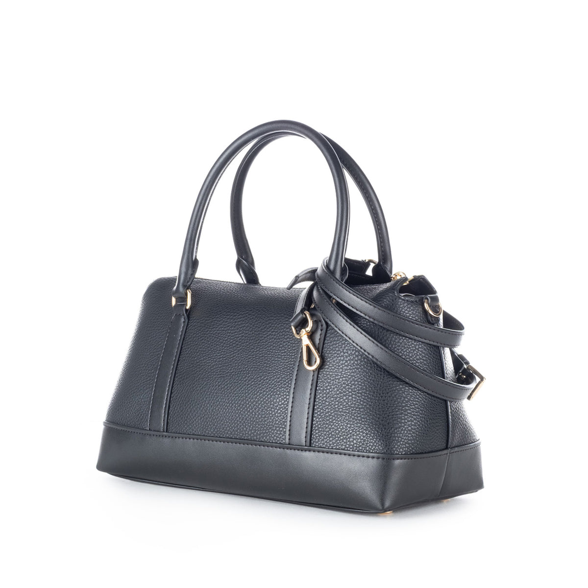 Bolsa Satchel Michael Kors Preta com Monograma MK e Detalhes Dourados