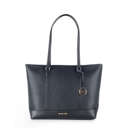 Bolsa Tote Michael Kors Preta com Monograma MK e Detalhes Dourados