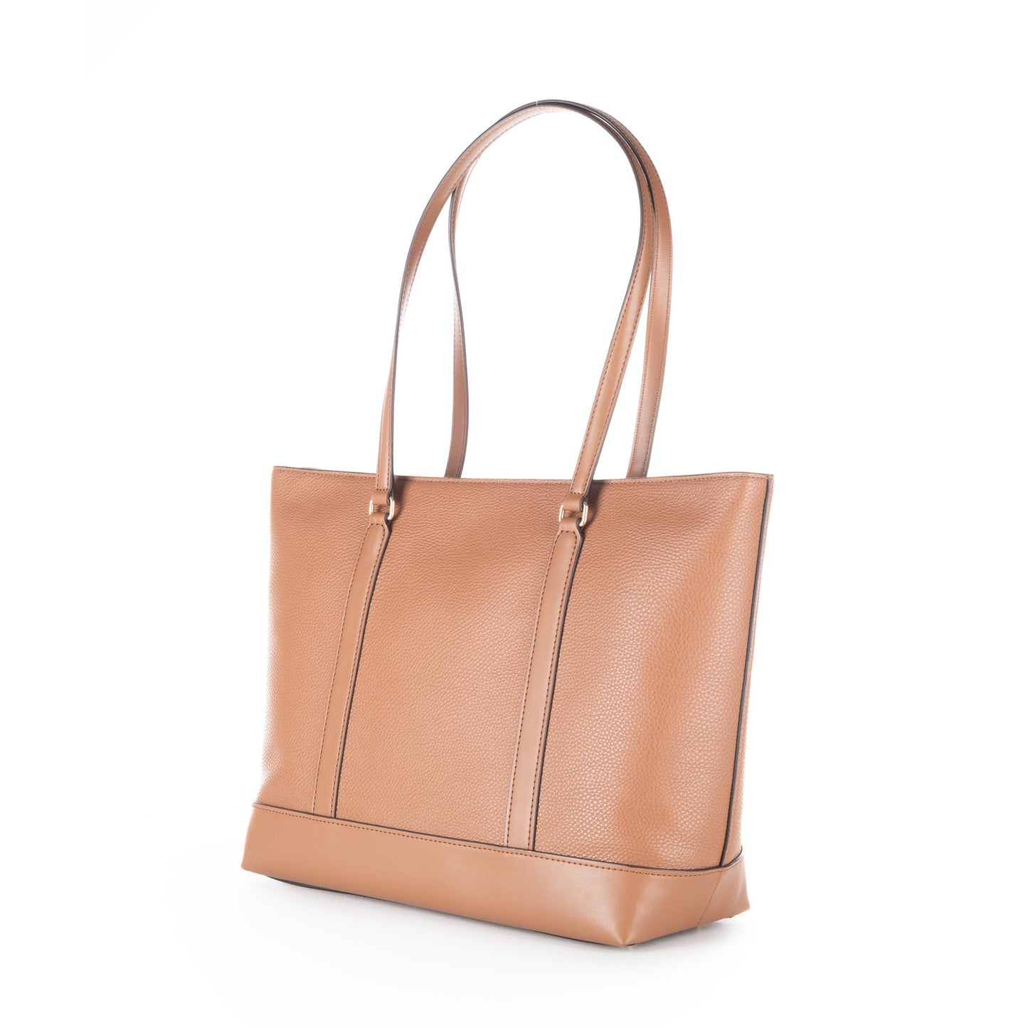 Bolsa Tote Michael Kors Castanha com Monograma MK e Detalhes Dourados