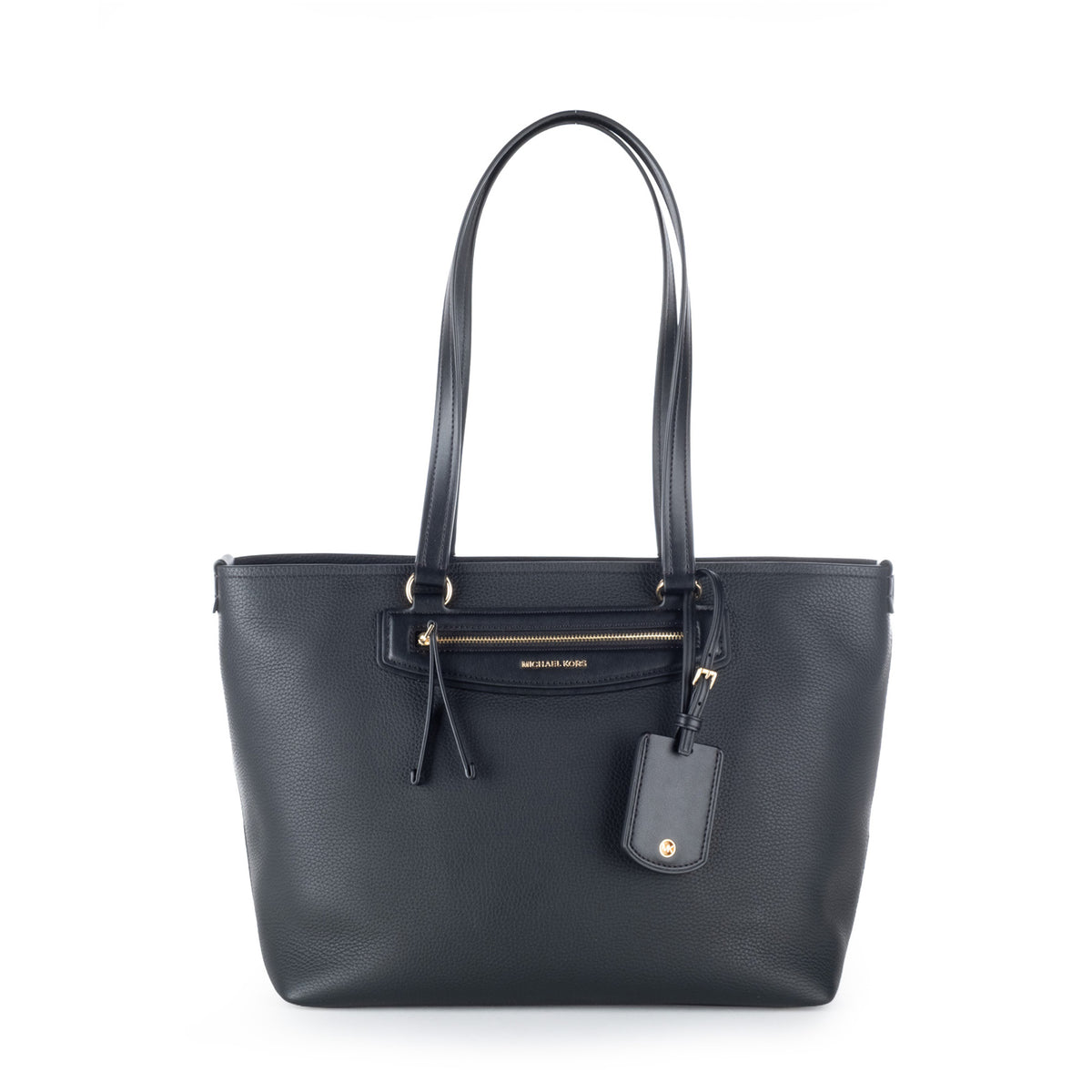 Bolsa Tote Michael Kors Preta com Bolso Frontal e Detalhes Dourados
