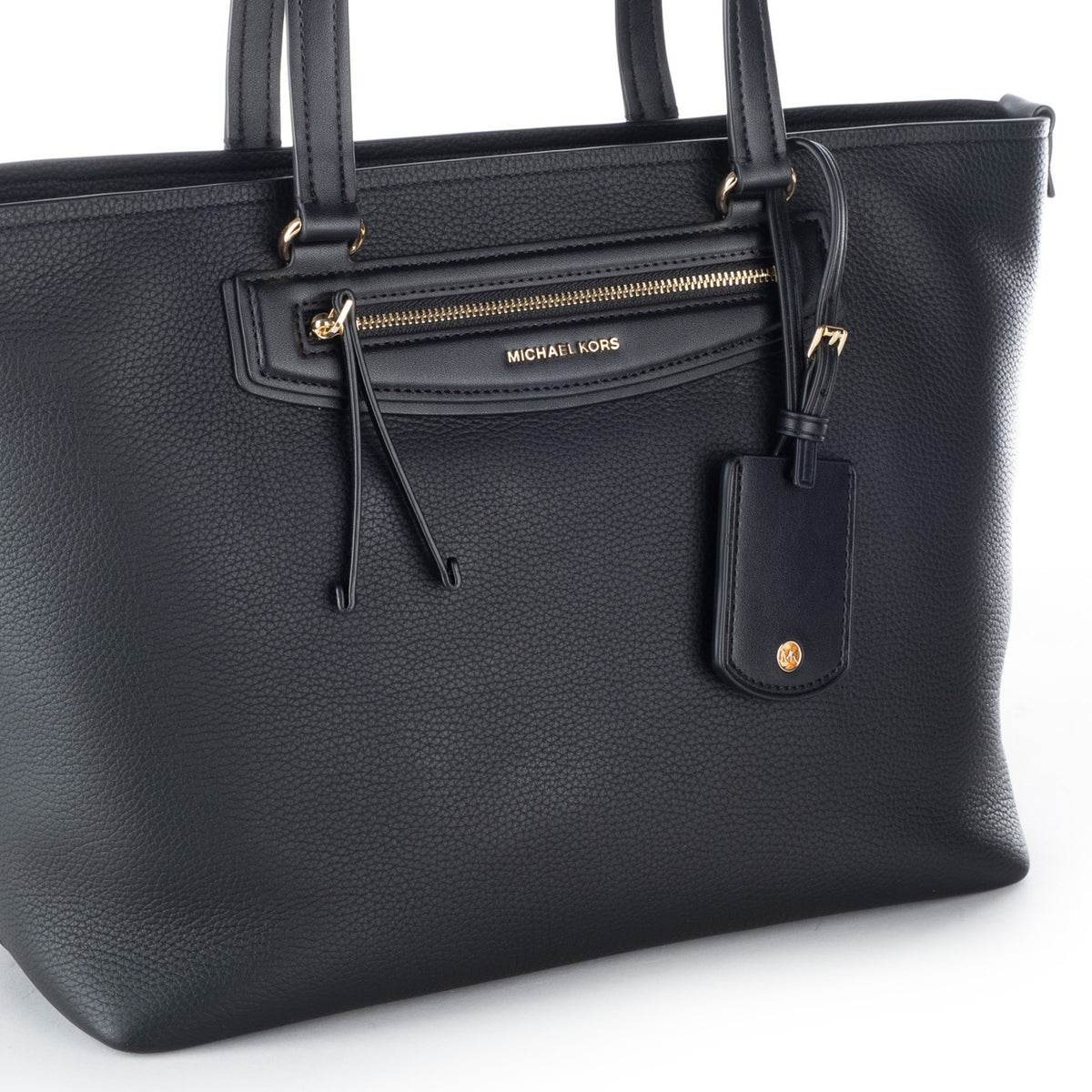 Bolsa Tote Michael Kors Preta com Bolso Frontal e Detalhes Dourados