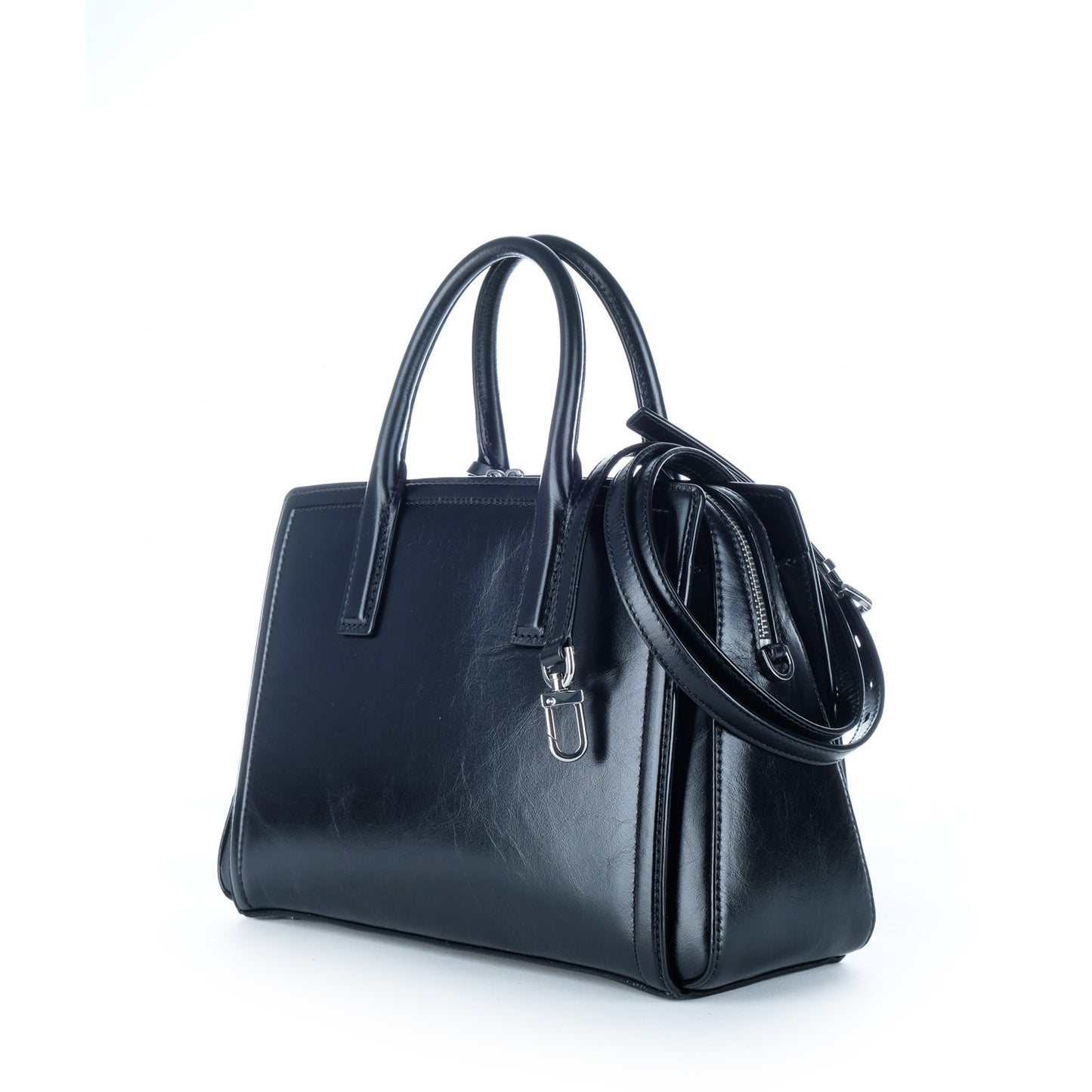 Bolsa Satchel Michael Kors Preta com Bolsos Frontais e Detalhes Metálicos