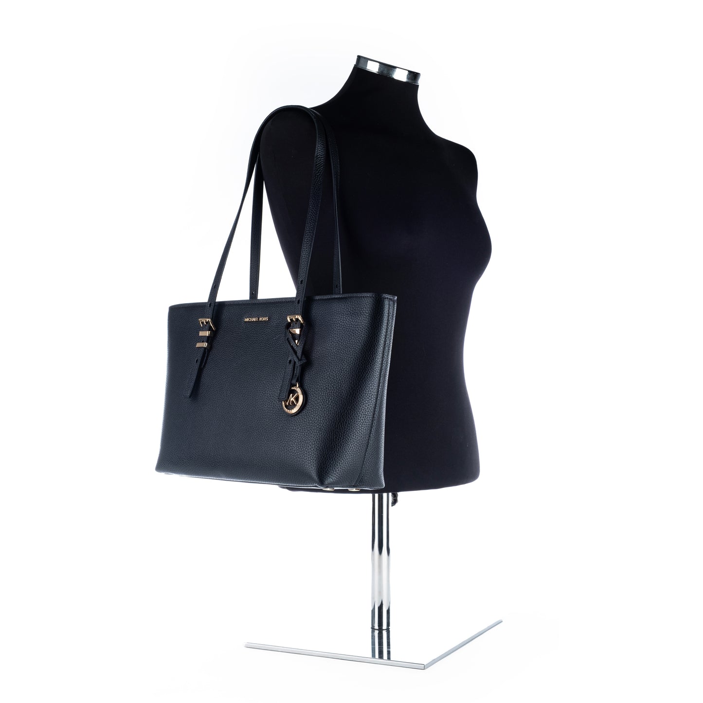 Bolsa Tote Michael Kors Preta com Detalhes Dourados