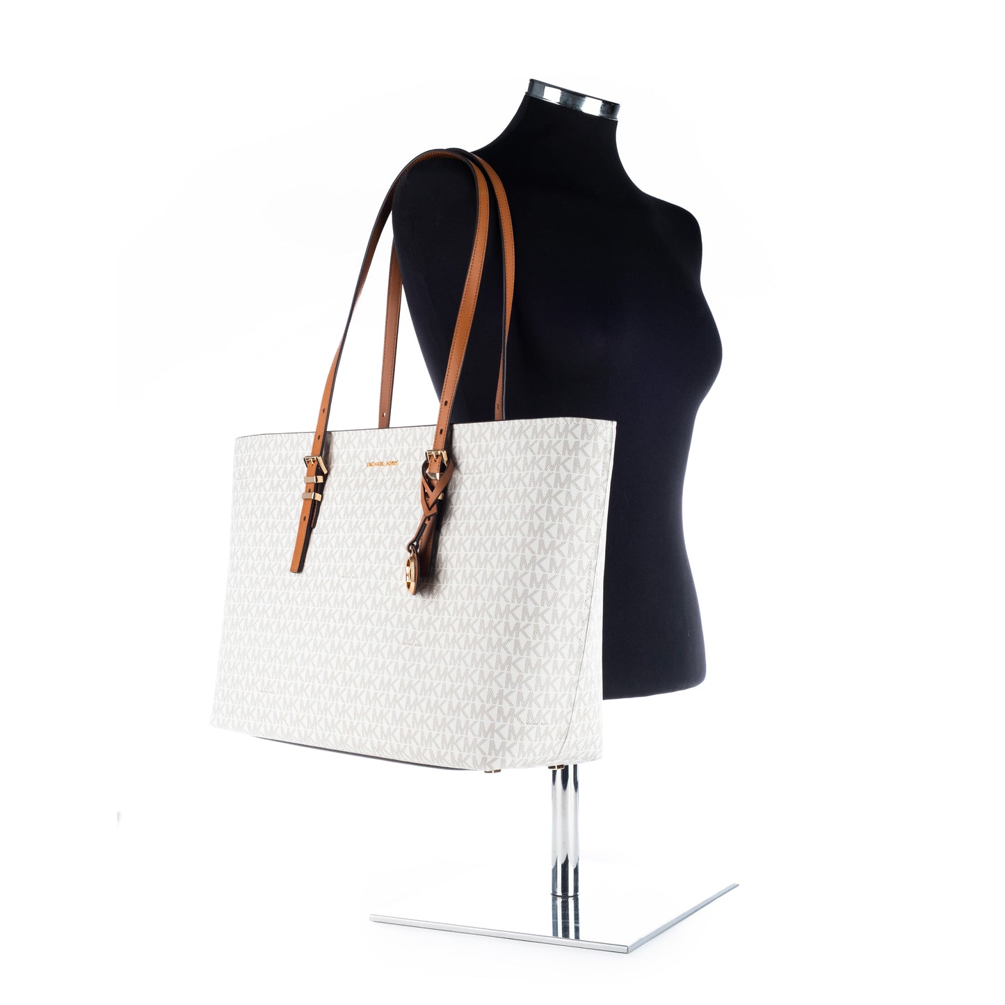 Bolsa Tote Michael Kors, Bege com Alças Caramelo, Detalhes Elegantes