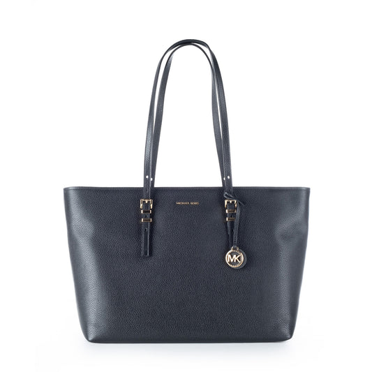 Bolsa Tote Michael Kors Preta com Pendente MK e Detalhes Dourados