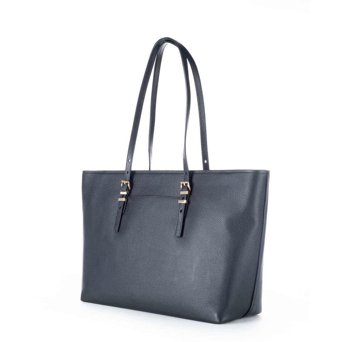 Bolsa Tote Michael Kors Preta com Pendente MK e Detalhes Dourados