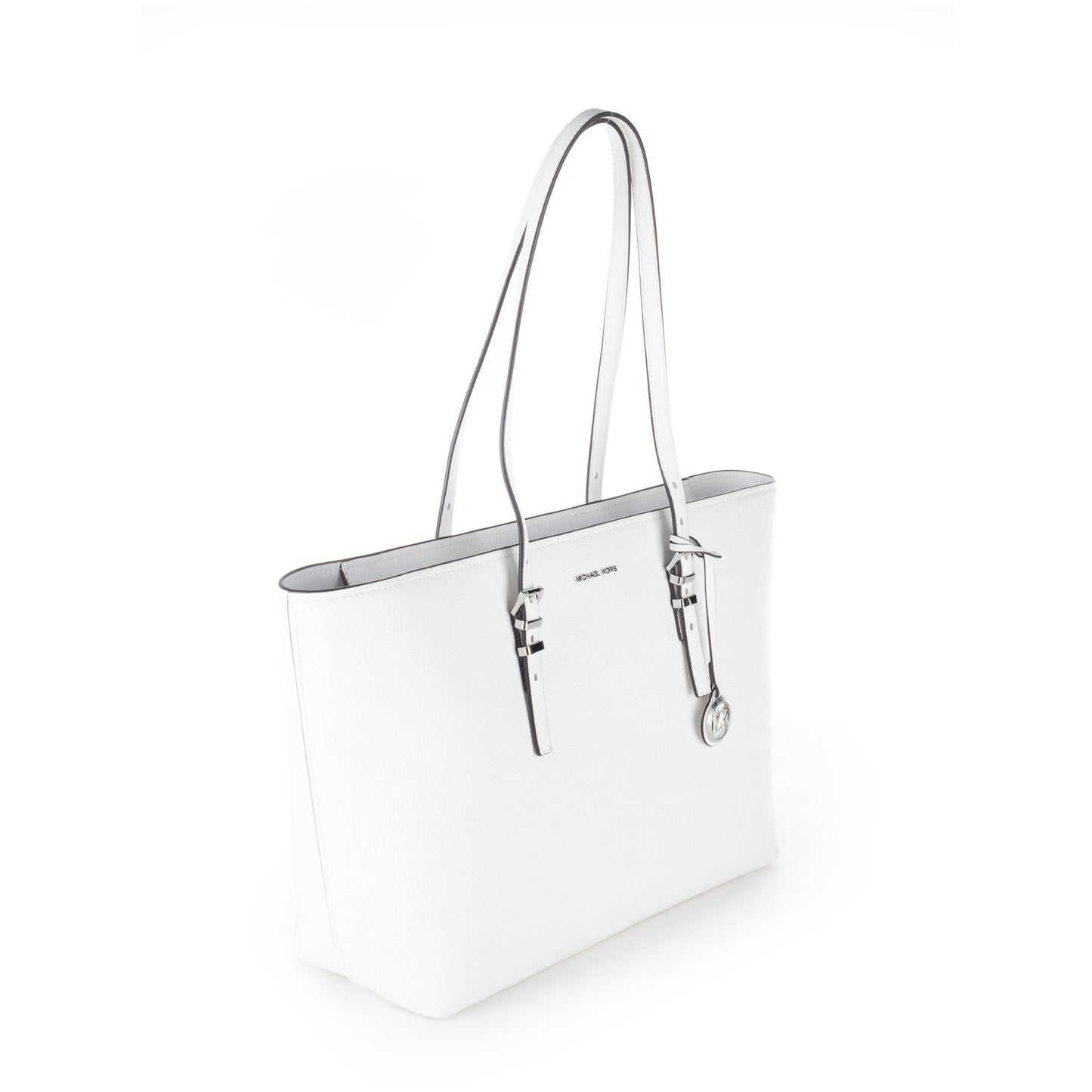 Bolsa Tote Michael Kors Branca com Pendente MK e Detalhes Dourados