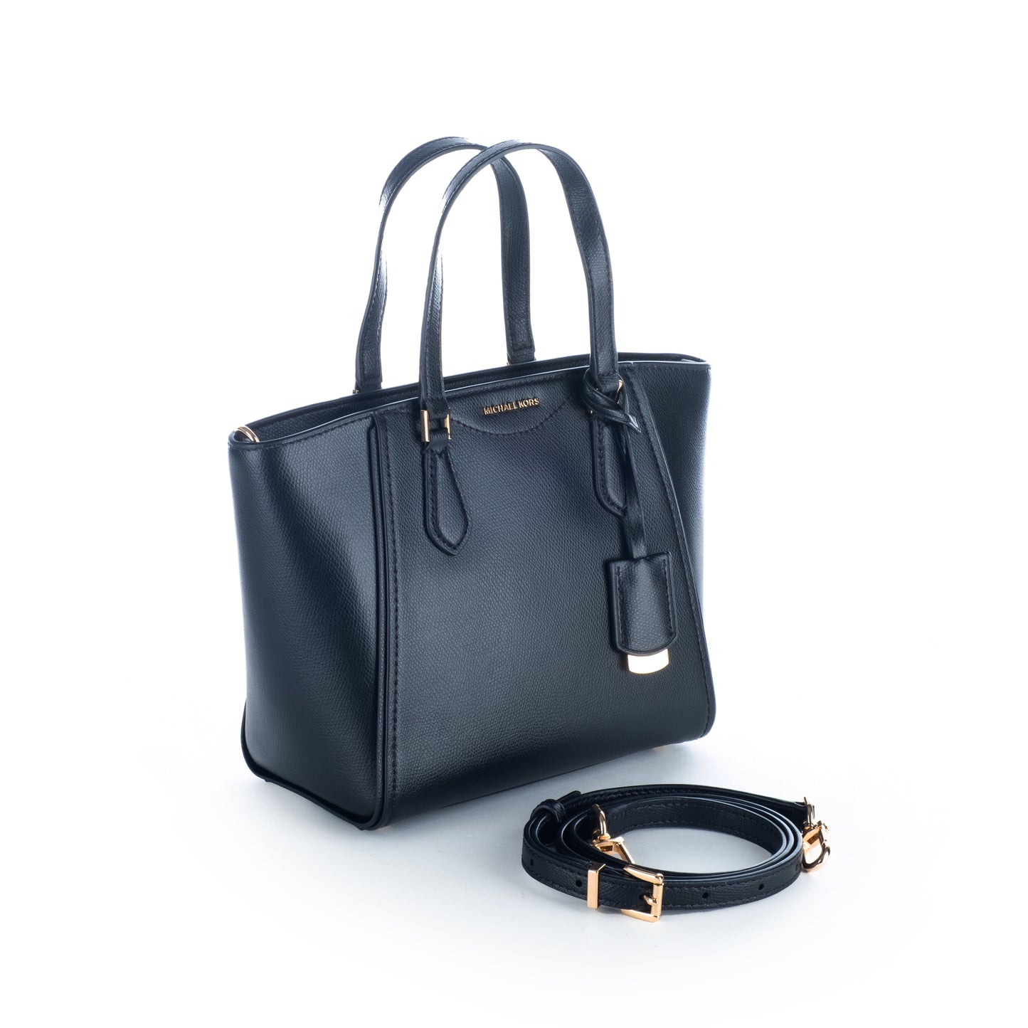 Bolsa Tote Michael Kors Preta em Pele Saffiano com Alças Estruturadas
