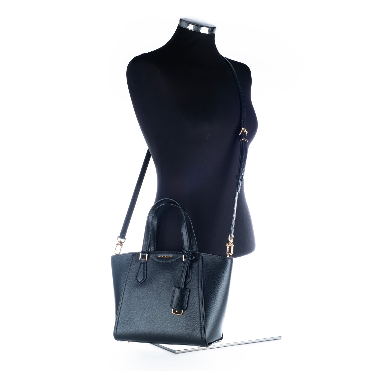 Bolsa Tote Michael Kors Preta em Pele Saffiano com Alças Estruturadas