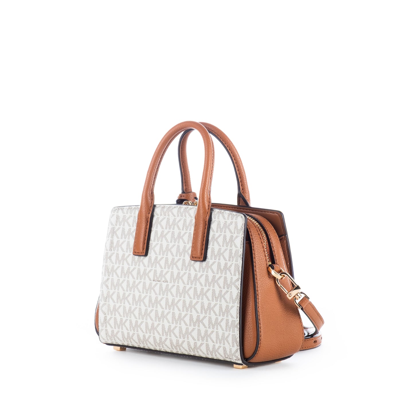 Bolsa Satchel Michael Kors Bege com Detalhes em Caramelo