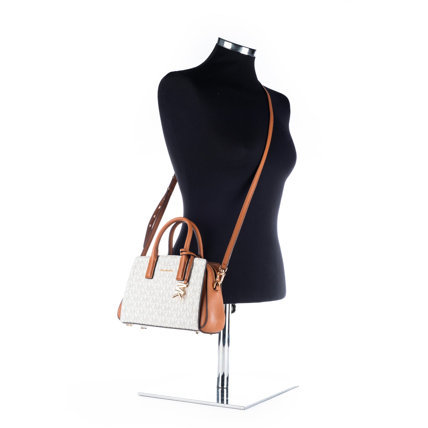 Bolsa Satchel Michael Kors Bege com Detalhes em Caramelo