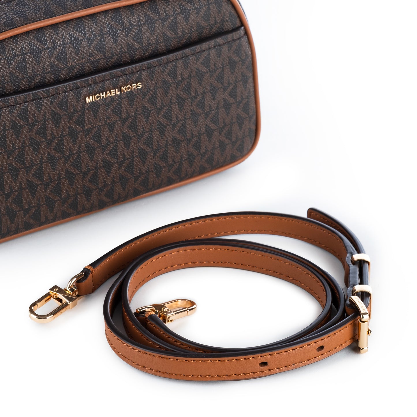 Bolsa Tiracolo Michael Kors Marrom Acorn com Logotipo