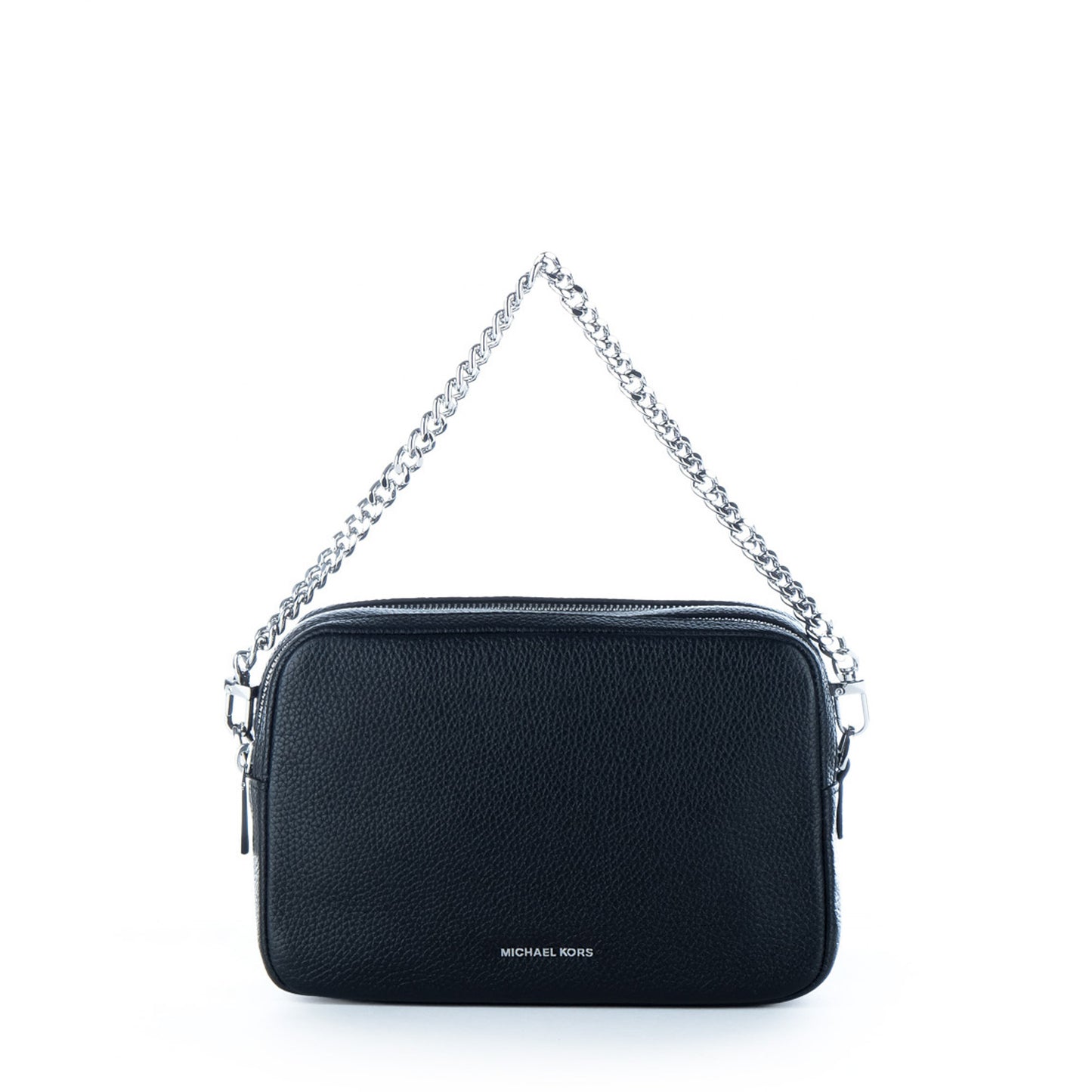 Bolsa Tiracolo Michael Kors Preta com Corrente Prateada e Alça Floral