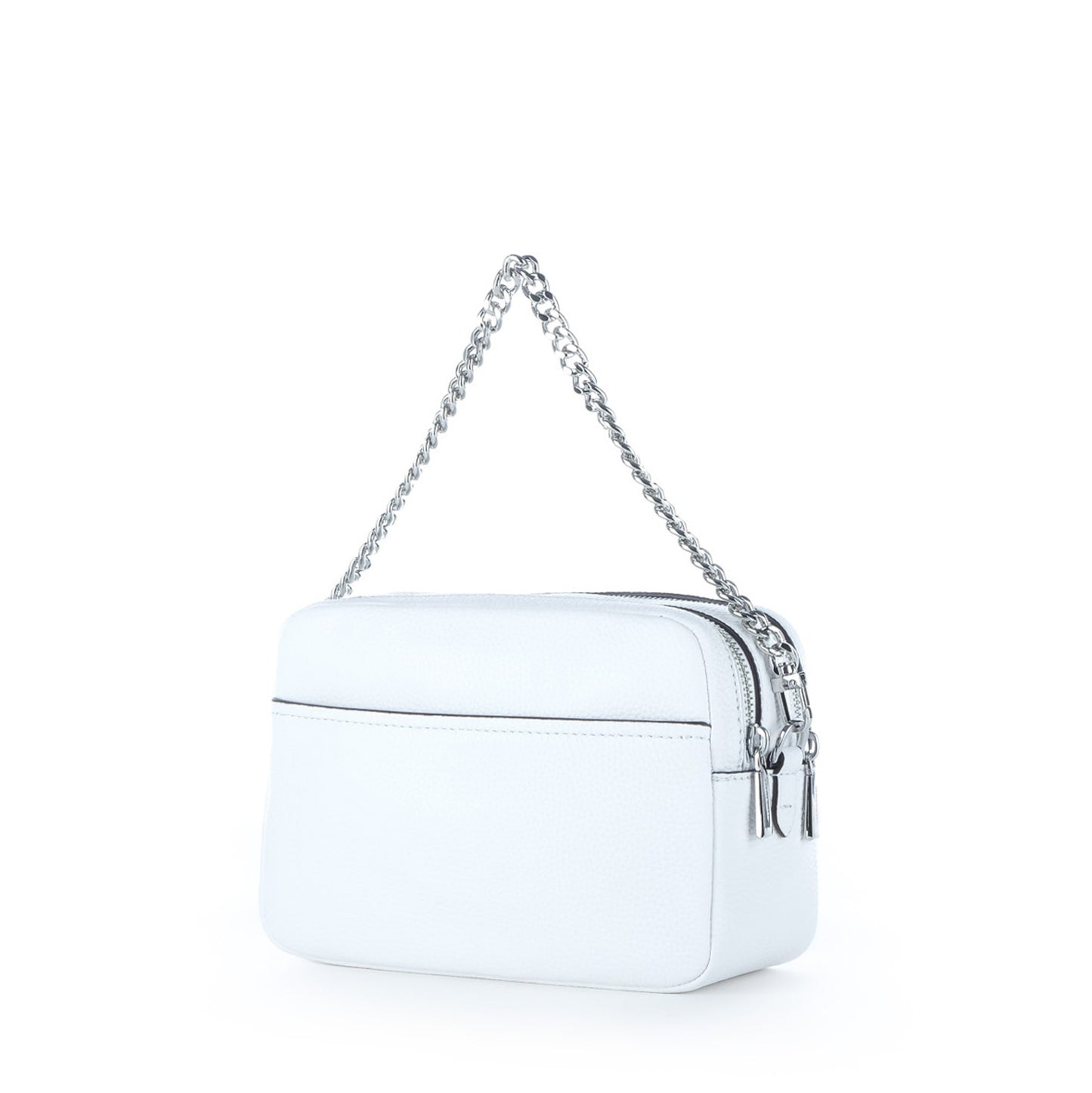 Bolsa Tiracolo Michael Kors Branca com Corrente Prateada e Alça Floral
