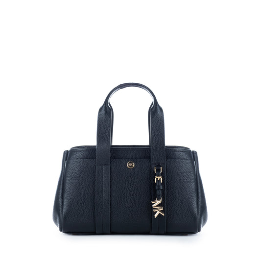 Bolsa Satchel Michael Kors Preta Clássica com Detalhes Dourados