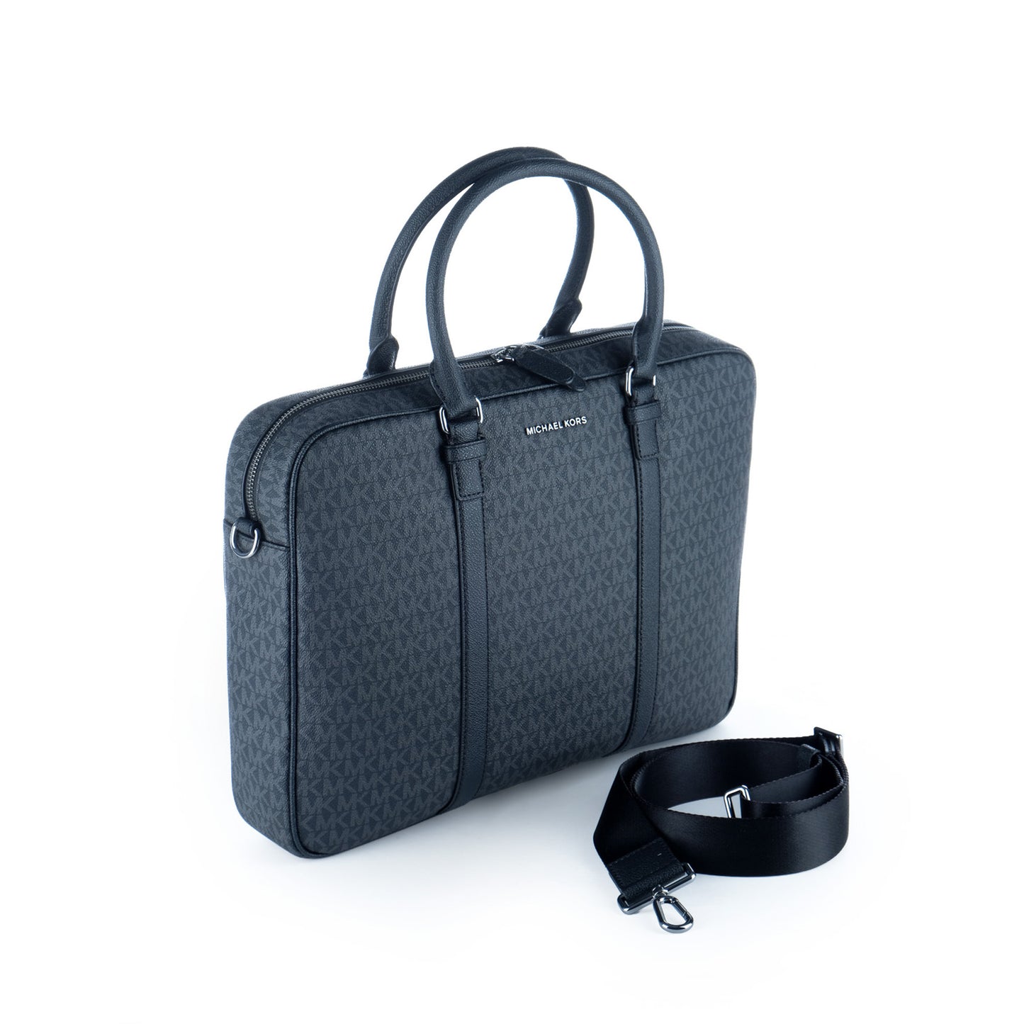 Pasta Unissexo Michael Kors Preta com Monograma MK e Alça Ajustável