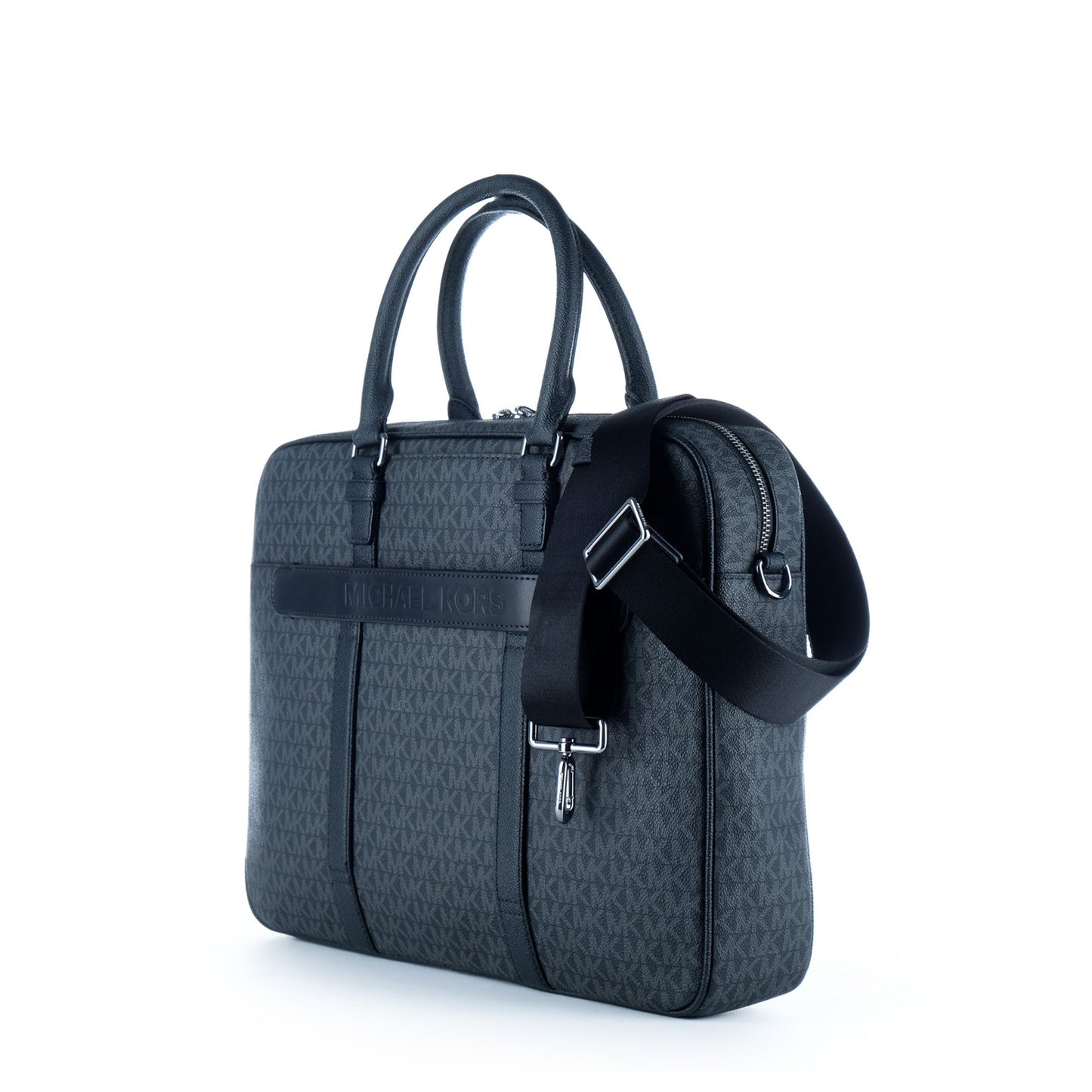 Pasta Unissexo Michael Kors Preta com Monograma MK e Alça Ajustável