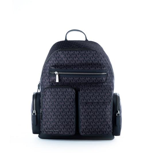 Mochila Unissexo Michael Kors Preta com Monograma MK e Bolsos Frontais