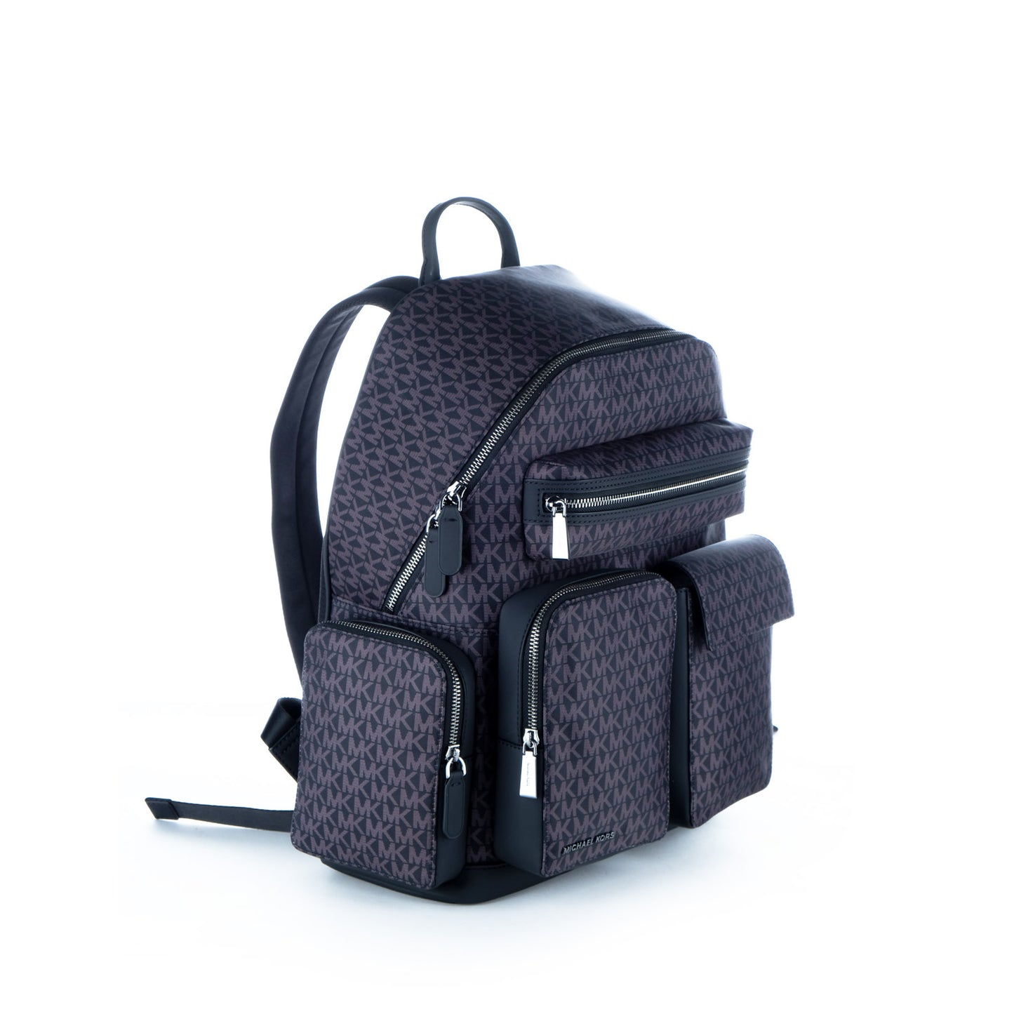 Mochila Unissexo Michael Kors Preta com Monograma MK e Bolsos Frontais