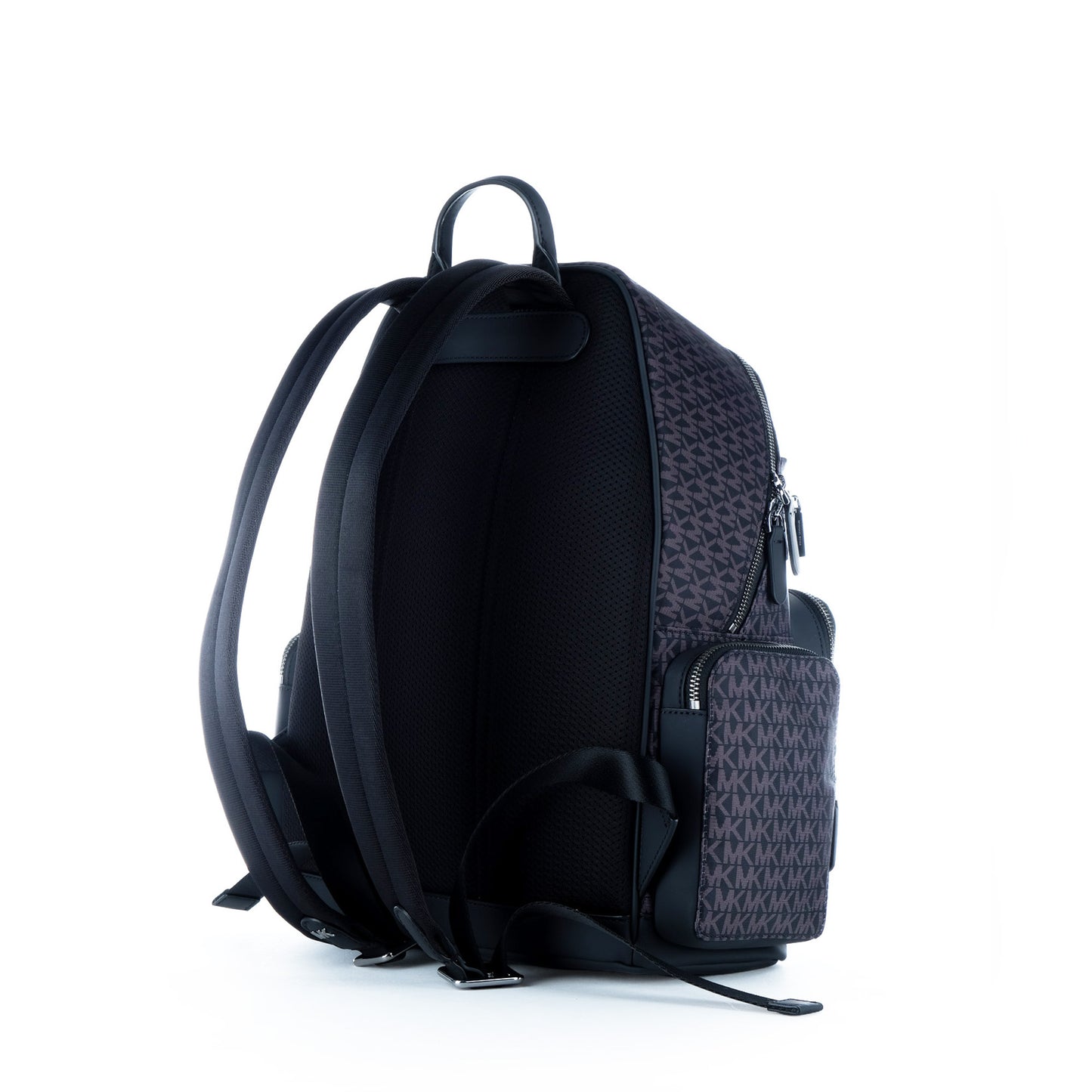 Mochila Unissexo Michael Kors Preta com Monograma MK e Bolsos Frontais