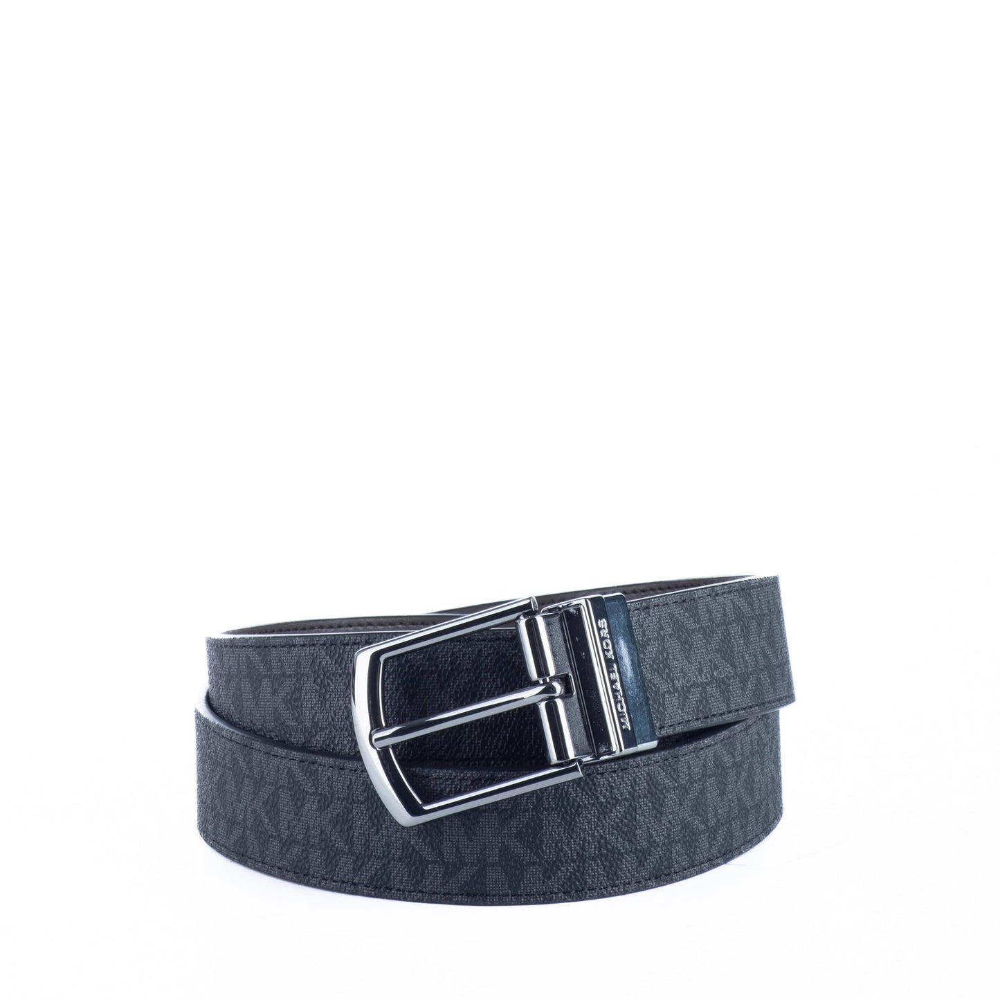 Cinto de Homem Michael Kors com Monograma Preto e Fivela Metálica Sofisticada