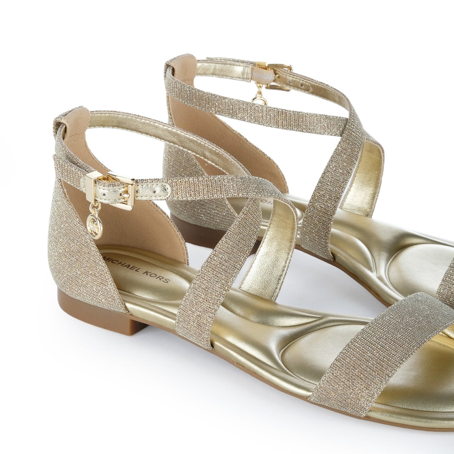 Sandálias Mulher Michael Kors Douradas com Tiras Cruzadas e Fivela