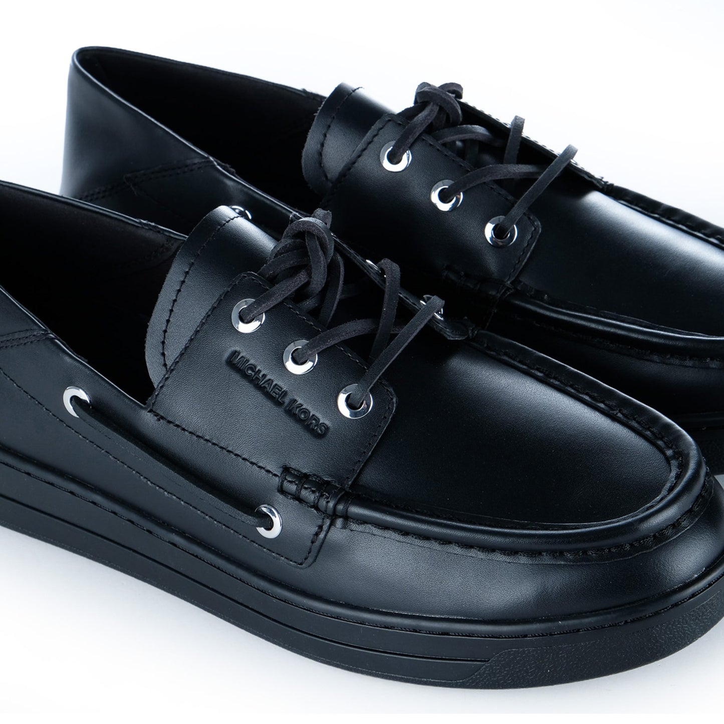 Sapatos Náuticos Homem Michael Kors Pretos com Atacadores e Sola Monocromática