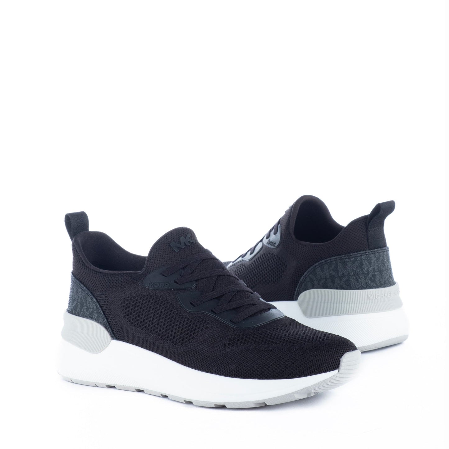 Ténis de Homem Michael Kors Knit Pretos com Sola Branca e Detalhes Contrastantes