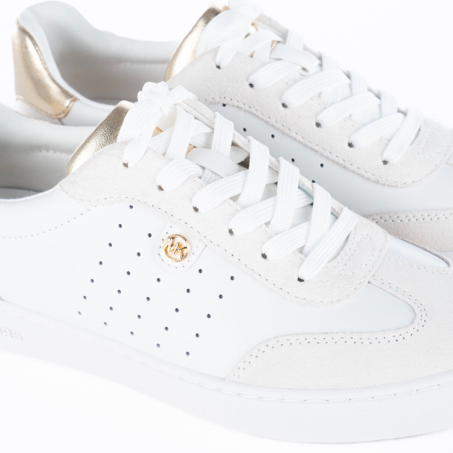 Ténis Femininos Michael Kors Branco Dourado com Detalhes Elegantes