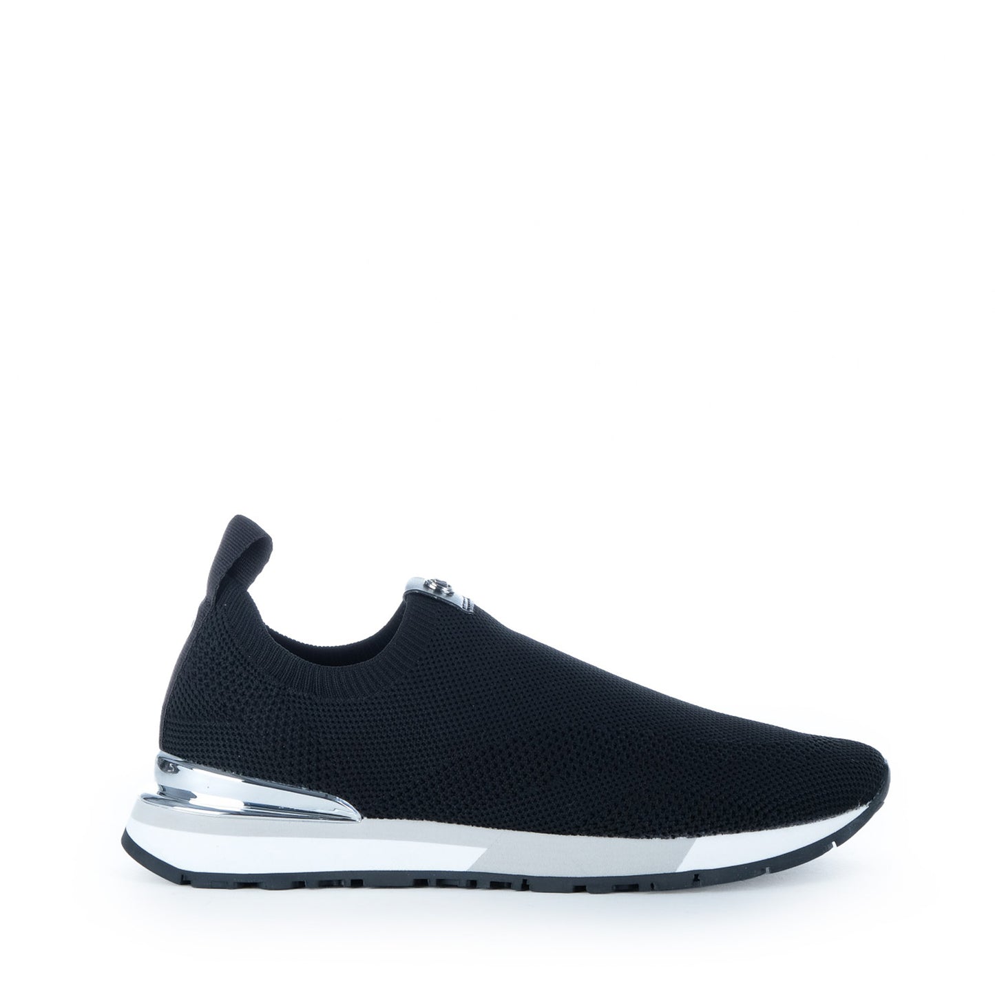 Ténis Mulher Michael Kors Pretos Slip-On em Malha com Detalhes Prateados