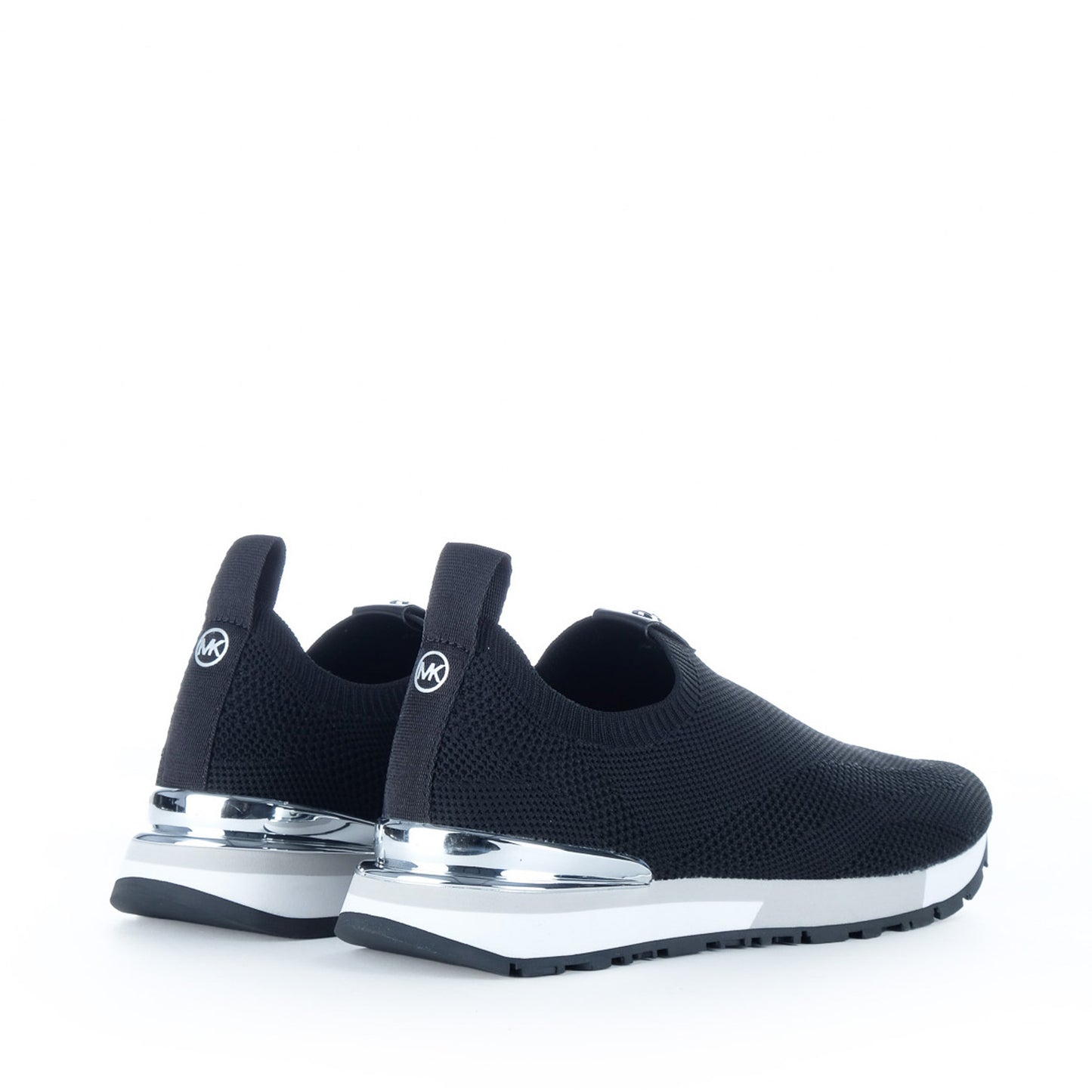 Ténis Mulher Michael Kors Pretos Slip-On em Malha com Detalhes Prateados