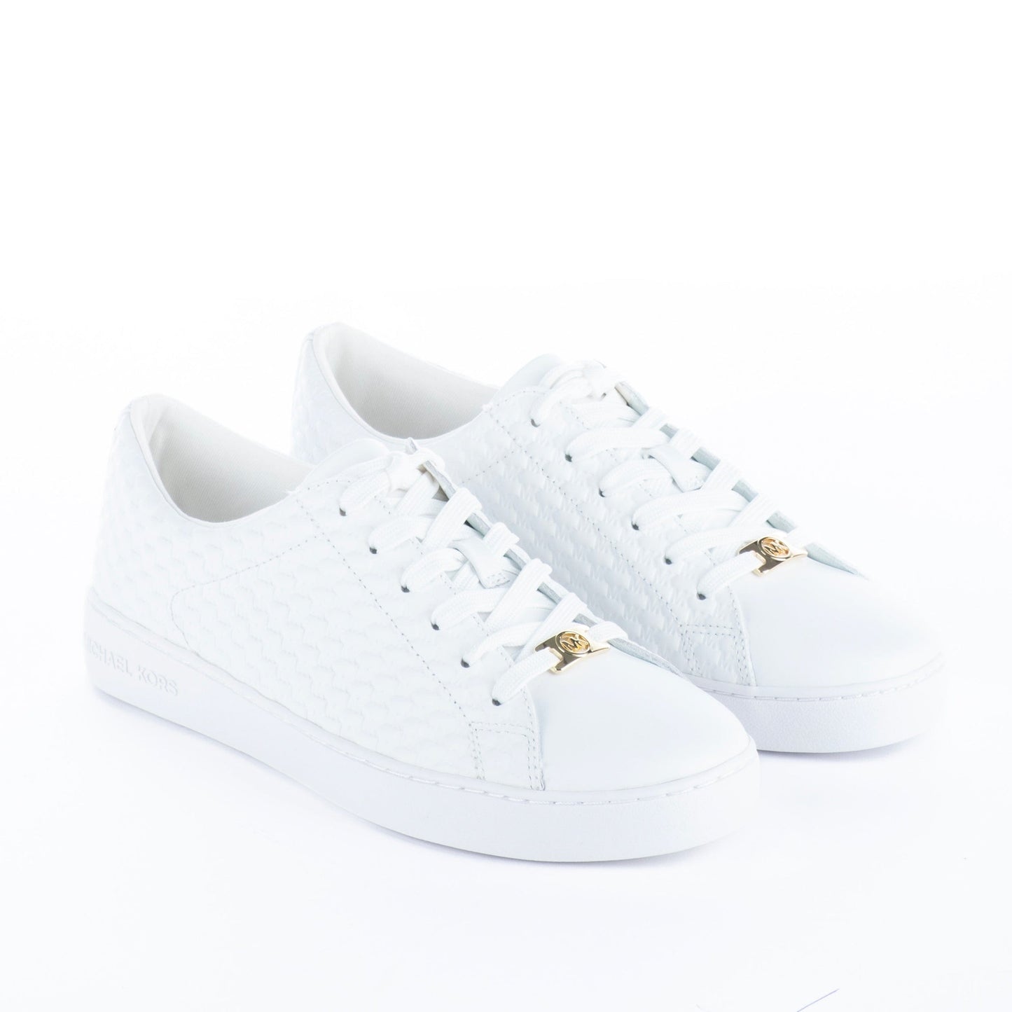 Ténis de Mulher Michael Kors Brancos com Textura Croco e Detalhes Dourados