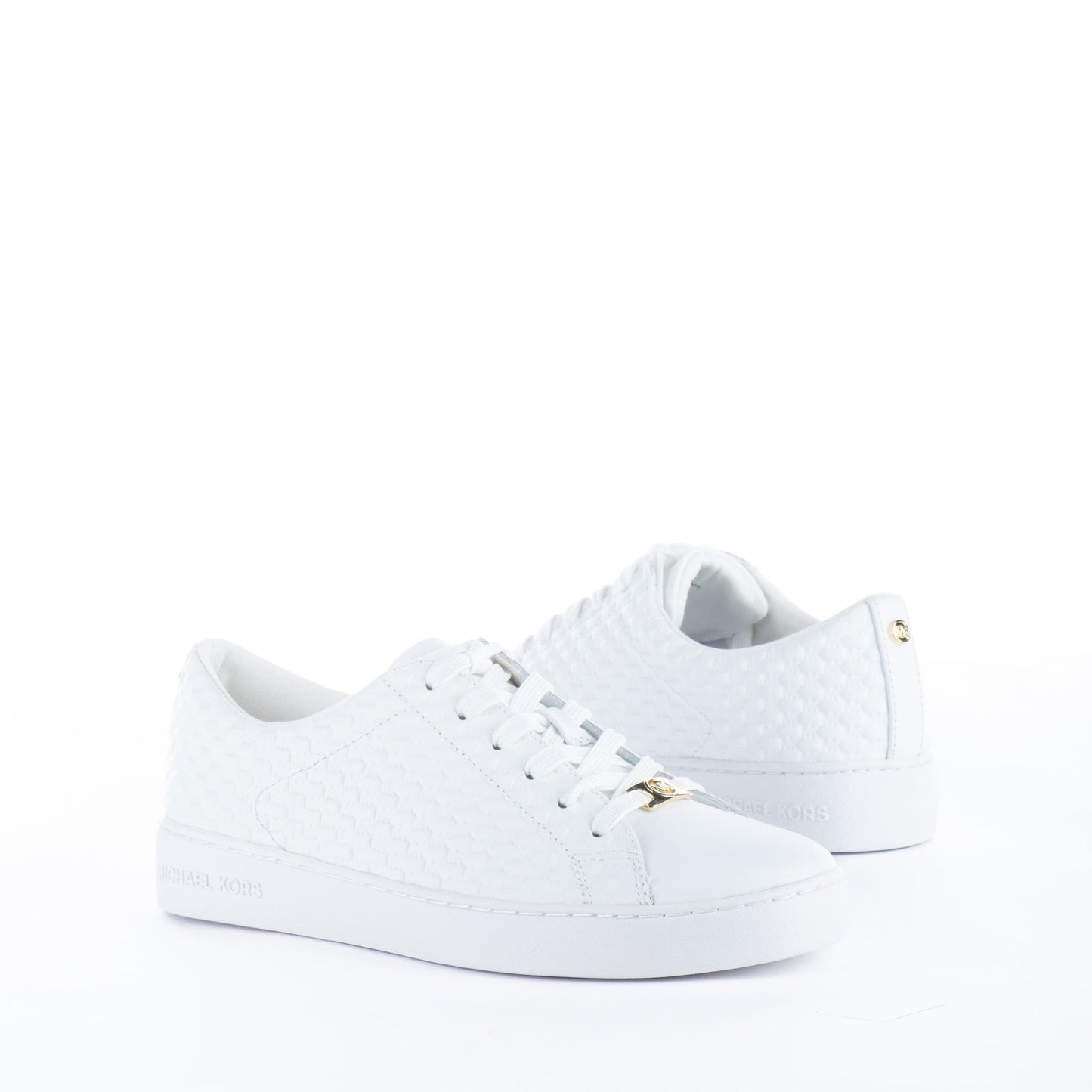 Ténis de Mulher Michael Kors Brancos com Textura Croco e Detalhes Dourados