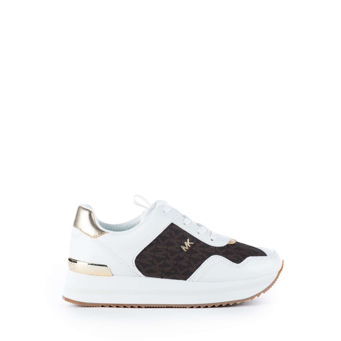 Ténis Mulher Michael Kors Branco e Marrom com Detalhes em Dourado