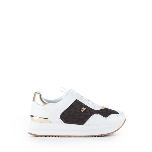 Ténis Mulher Michael Kors Branco e Marrom com Detalhes em Dourado