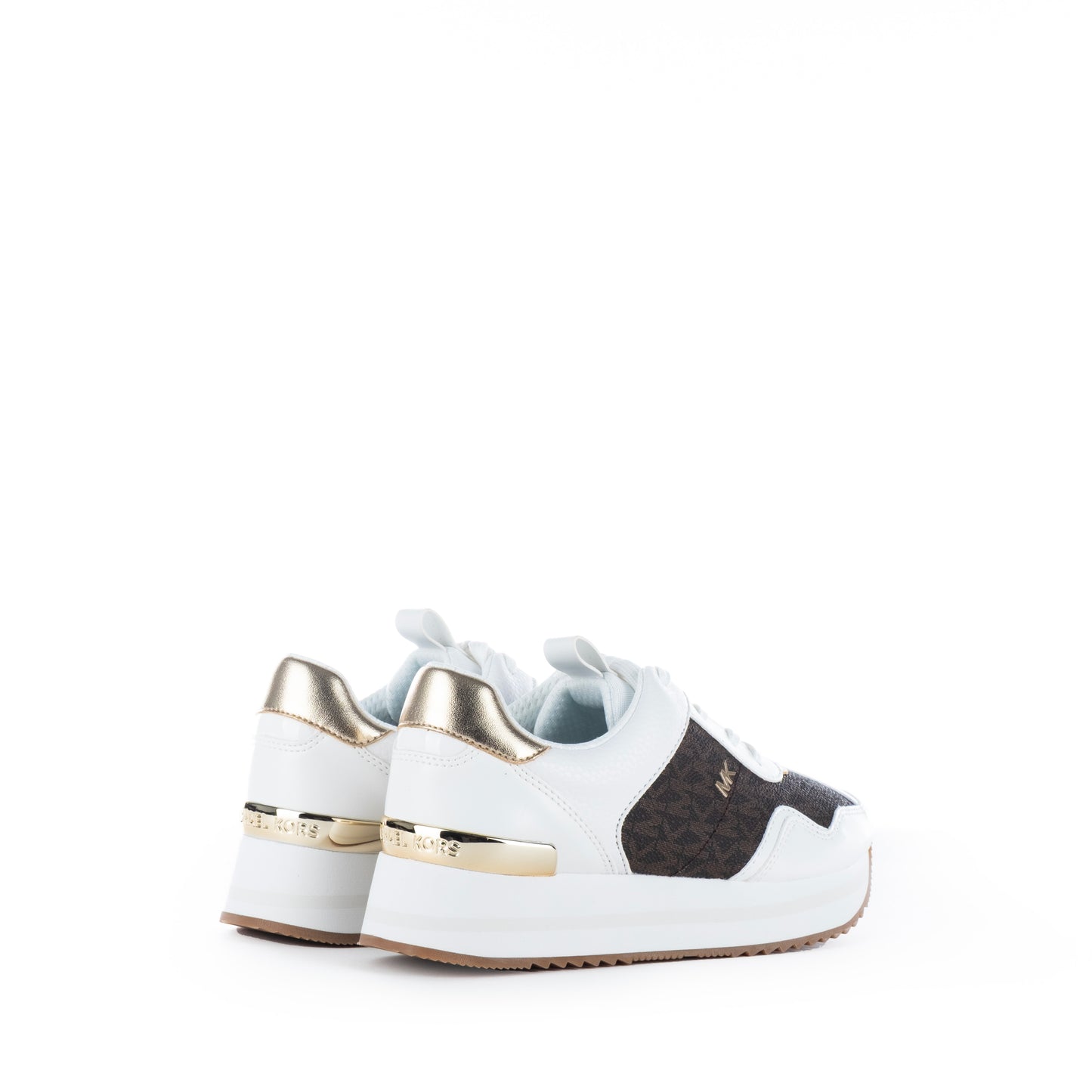 Ténis Mulher Michael Kors Branco e Marrom com Detalhes em Dourado