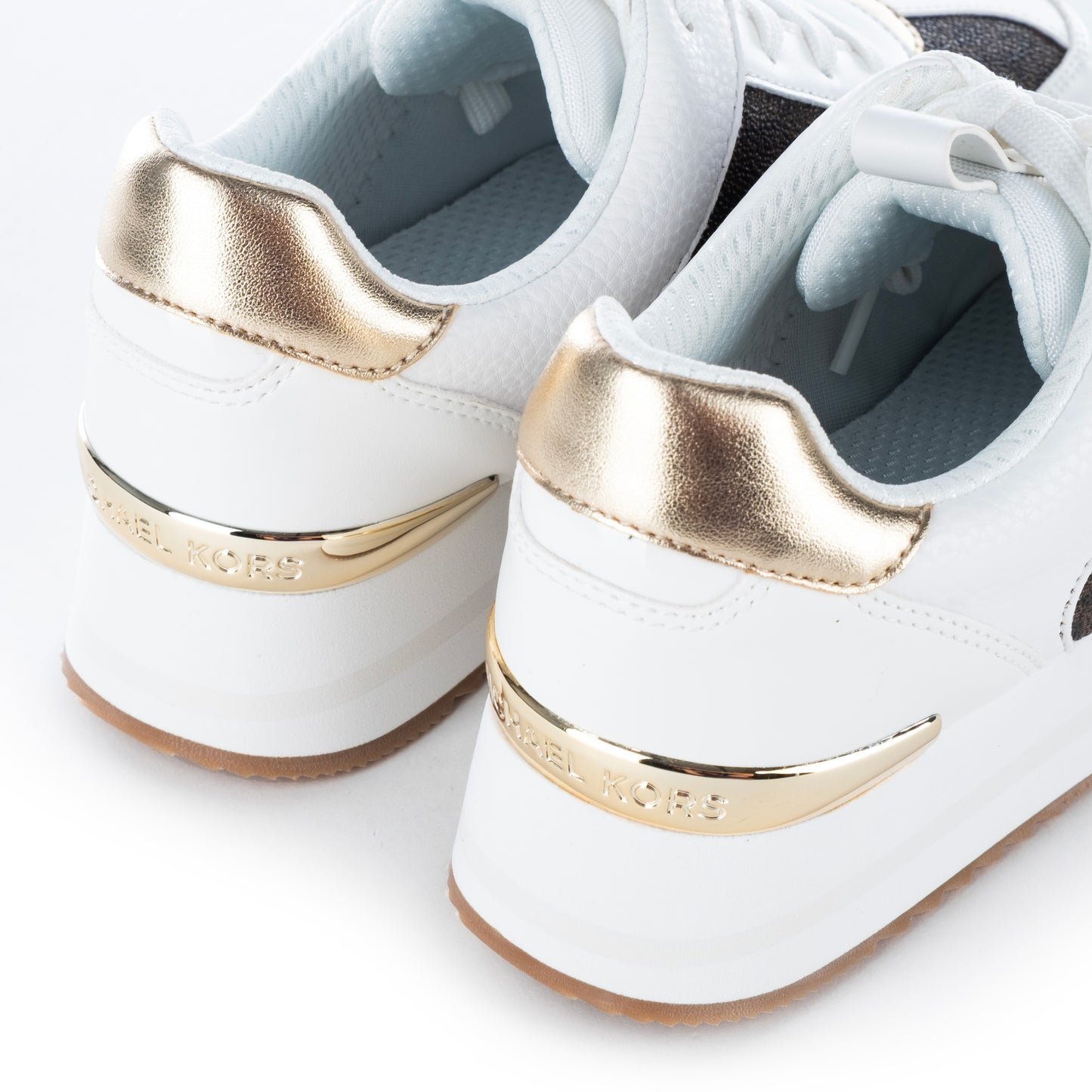 Ténis Mulher Michael Kors Branco e Marrom com Detalhes em Dourado