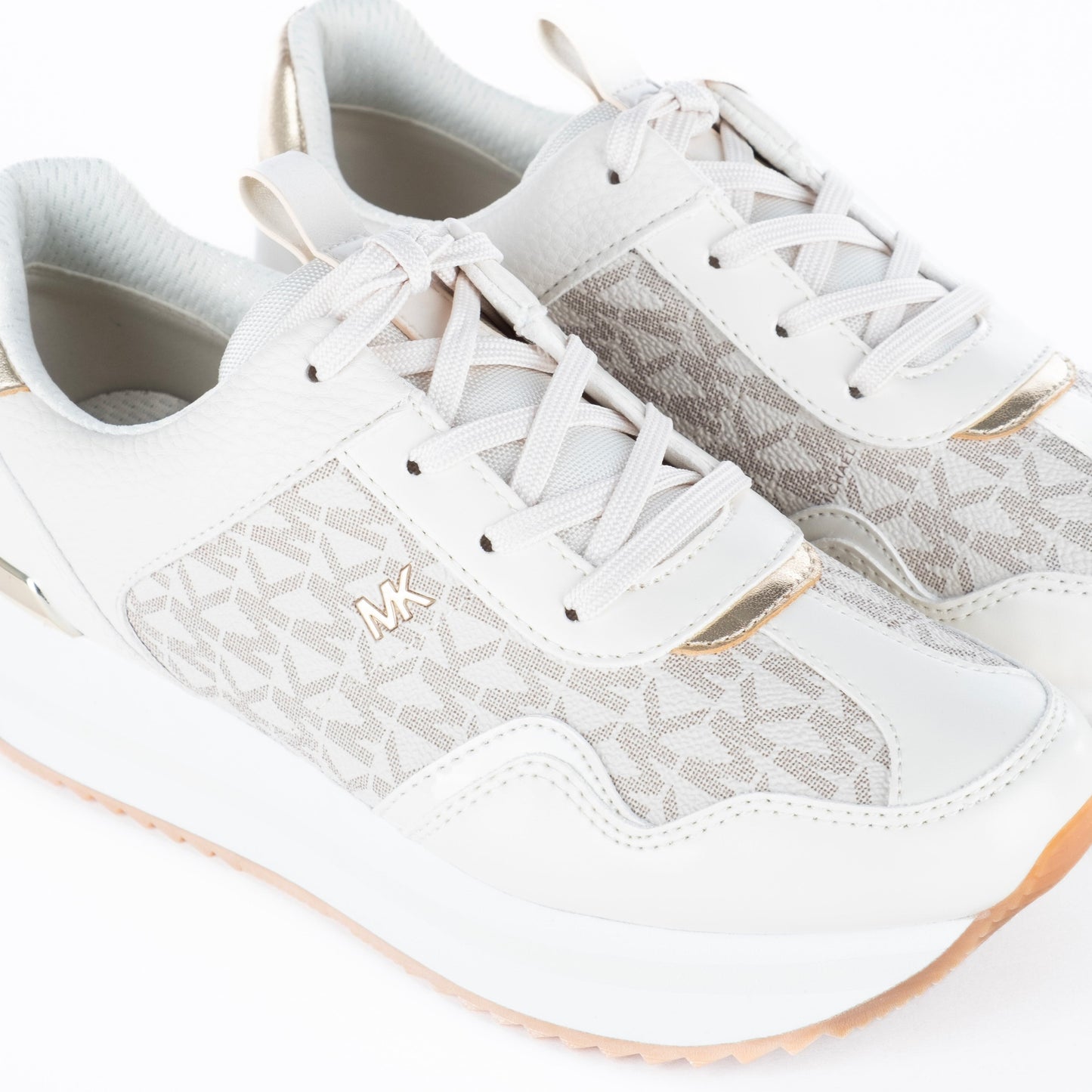 Ténis Femininos Michael Kors Vanilla com Detalhes Dourados