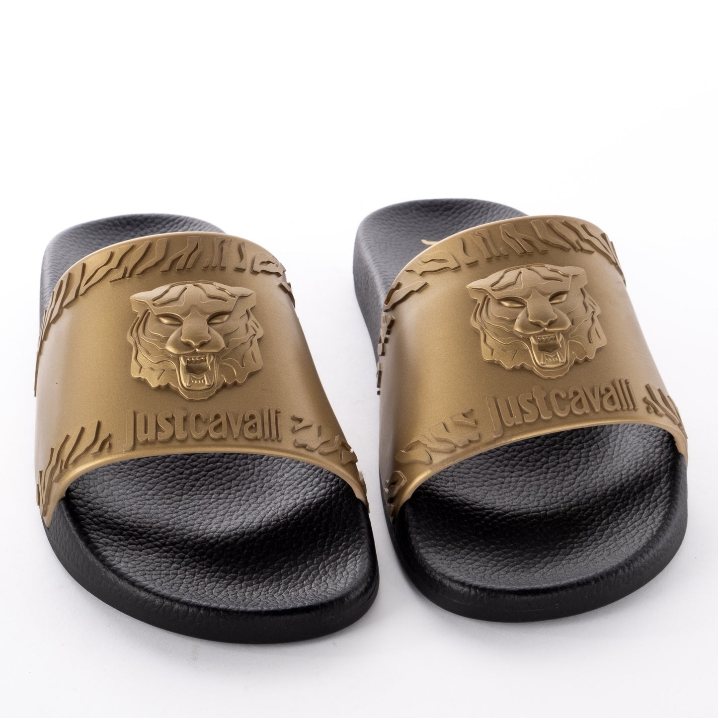 Chinelos Homem Just Cavalli Dourados com Detalhe Emblema