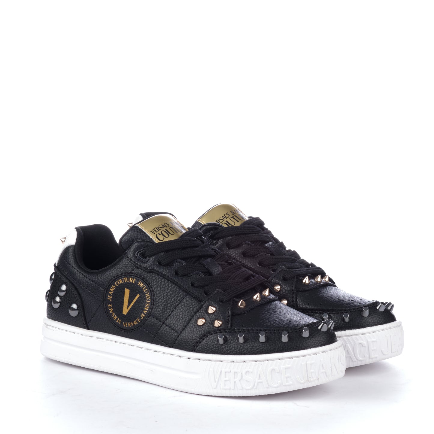 Ténis Mulher Versace Couture Preto com Detalhes de Tachas