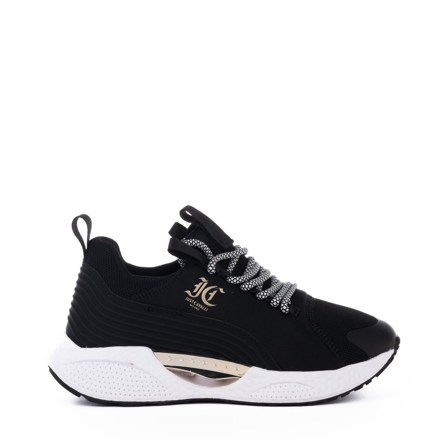 Ténis Mulher Just Cavalli Preto com Detalhes em Dourado