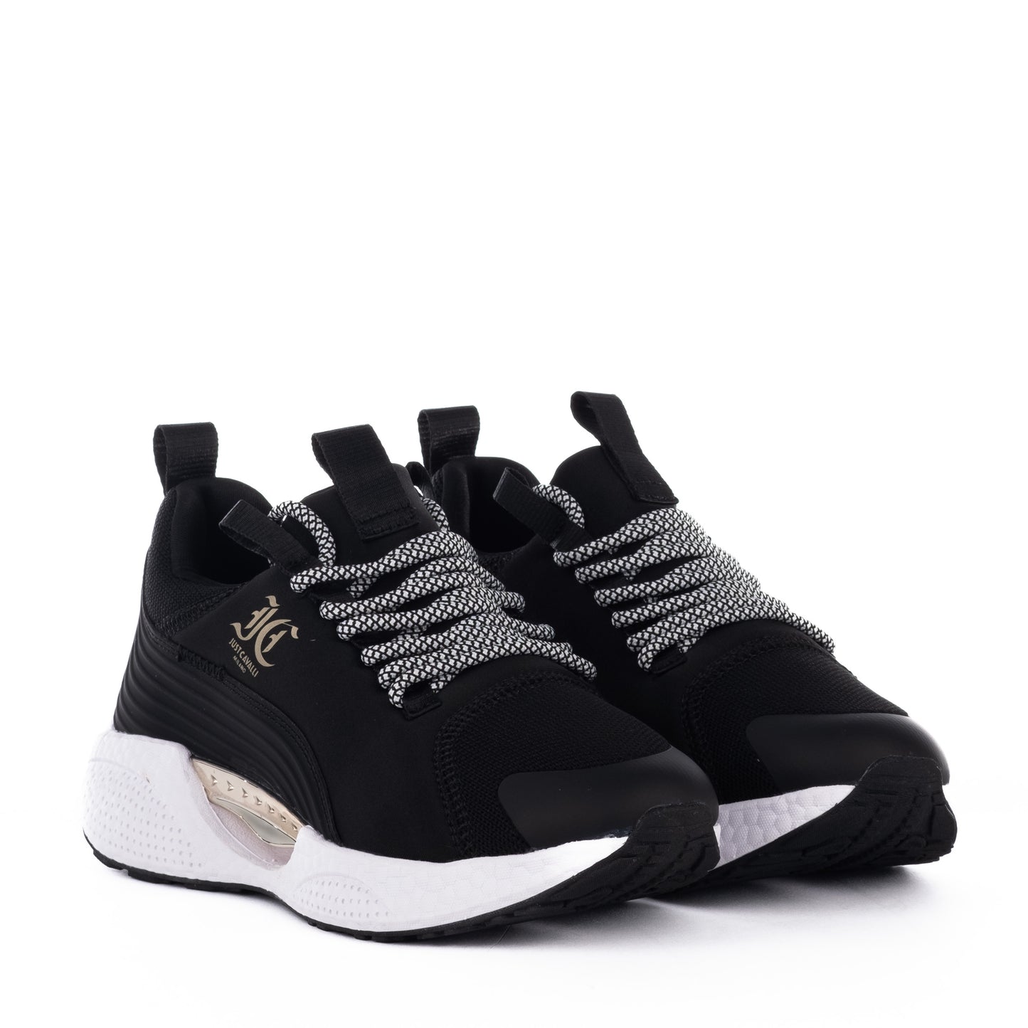 Ténis Mulher Just Cavalli Preto com Detalhes em Dourado