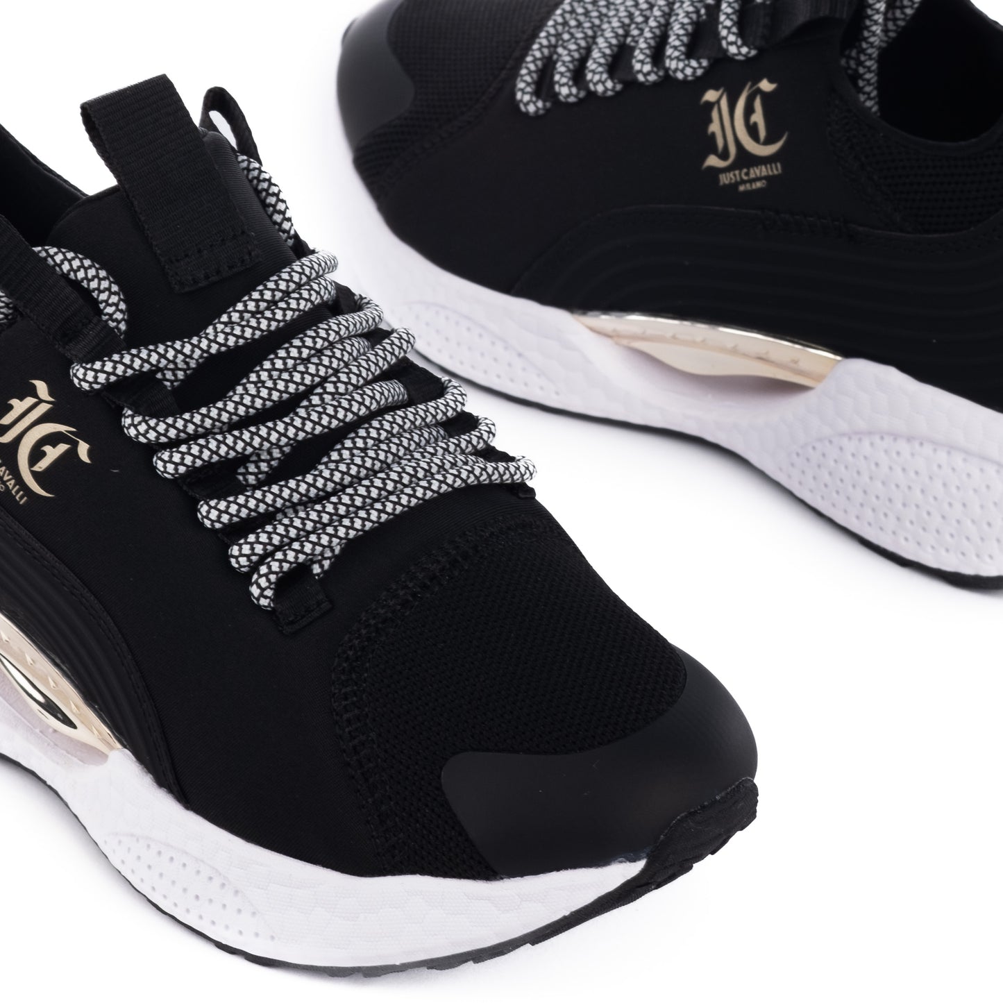 Ténis Mulher Just Cavalli Preto com Detalhes em Dourado