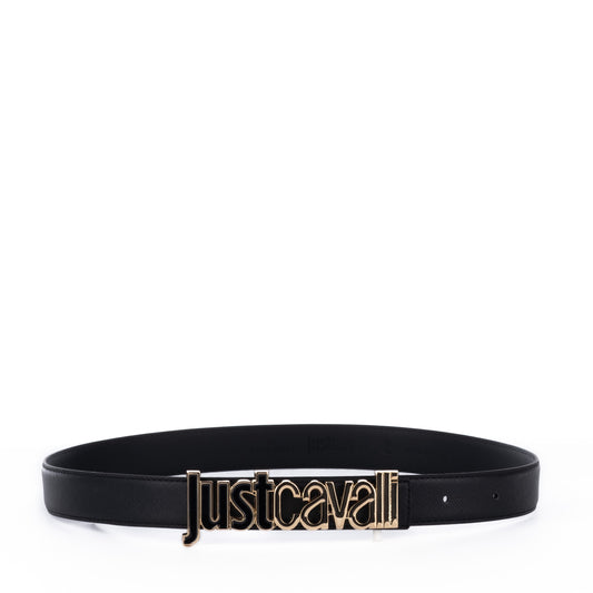 Cinto Mulher Just Cavalli Preto com Fivela Dourada